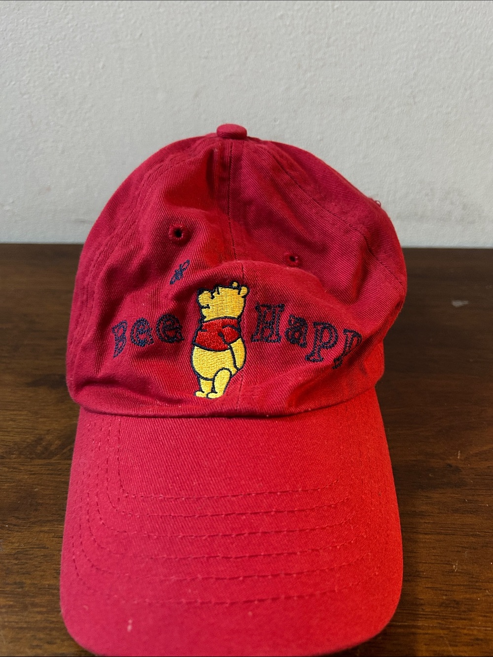 Disney Red Embroidered “Bee Happy “ Pooh Baseball Cap